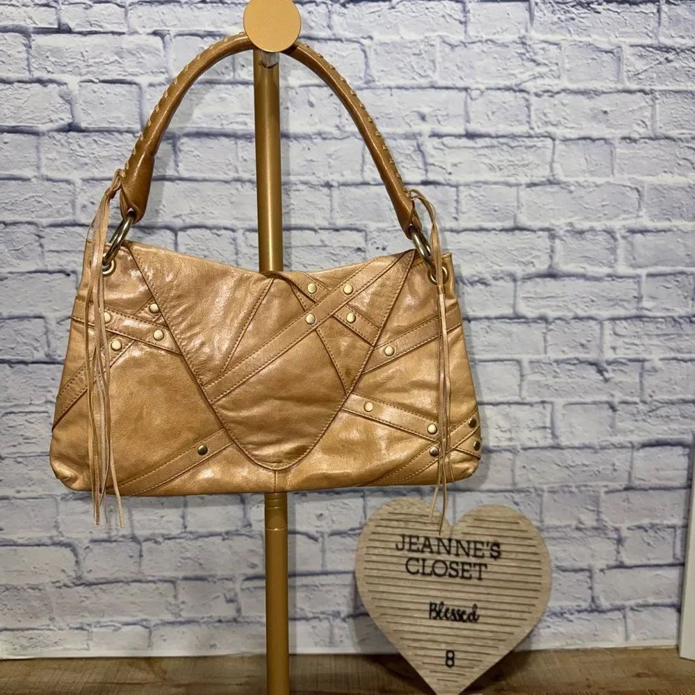 Via Spiga 100% Leather Vintage Look Artsy Hobo Camel Beige Shoulder bag